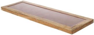 Casa Padrino Luxus Holz Keramik Deko Tablett Naturfaben / Rosa 17 x 6 x H. 2 cm - Deko Accessoires