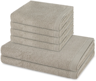 Möve Bliss 6 tlg. Frottier-Set - 4 X Handtuch (50 X 100cm), 2 X Duschtuch (67 X 140cm) - 500 - Silver grey