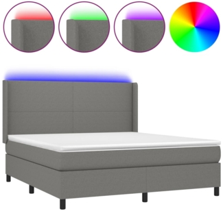 vidaXL Boxspringbett mit Matratze & LED Dunkelgrau 180x200 cm Stoff, Härtegrad: H2 [3138174]