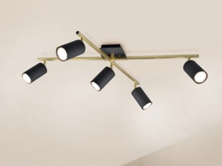 Trio Leuchten 5er Spot Marley schwarz-matt-messing 77,4x57,4 cm GU10 35 W