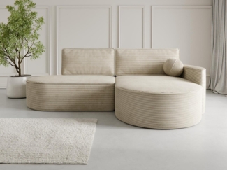 Compleo Ecksofa L MORENO, Designer Couch L, Exklusives Ecksofa, Abgerundete Formen