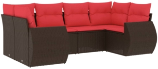 vidaXL 6-teiliges Gartensofa-Set mit Kissen, braun, Polyrattan 3221783