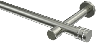 Gardinenstangen-Set Prestige Estana 280 cm (geteilt in 2 x 140 cm), 1-läufig (ohne Ringe), 20 mm Ø Edelstahl-Optik