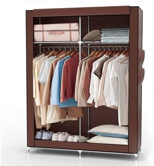 INTIRILIFE Faltschrank mit Kleiderstange, Fächern und Seitentasche, biber braun, 108 x 170 x 45 cm