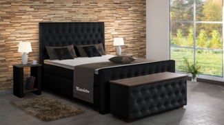 Meisterbetten Boxspringbett Tela 200x200 in KL-Black, Matratzenbezug Nano, Ergoflex-Topper