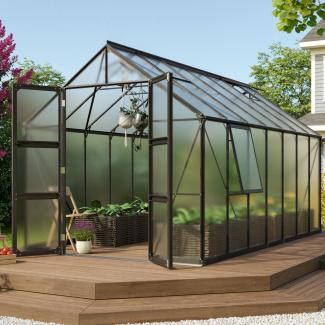 Vitavia Gewächshaus Olymp 11500 257x448 cm HKP 6mm schwarz + Fundamentsrahmen