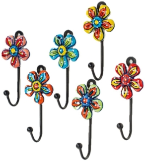 LK Trend & Style Wandhaken Handbemalter keramischer Gänseblümchen Haken, Wandhaken, (6-St), großartige Wandhaken in Handarbeit bemalt