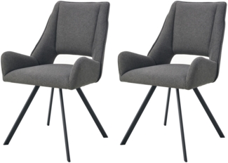 Napoli Stuhl 2er Set - Stuhl (B/H/T): 56 x 91 x 63 cm in Anthrazit