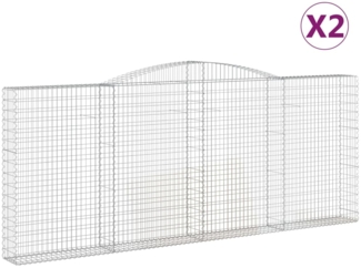 vidaXL Gabionen mit Hochbogen 2 Stk. 400x30x160/180cm Verzinktes Eisen 3146905