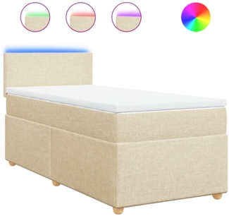 vidaXL Boxspringbett mit Matratze Creme 100x200 cm Stoff 3288889