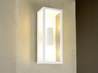 Trio Leuchten Außen Wandleuchte Garonne 201860231, Aluminium Druckguss weiß matt, Glas, exkl. 2x E27