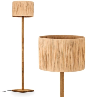 hofstein Stehlampe Boho-Style Stehlampe aus Holz/Metall/Bast in Naturfarben/Schwarz, ohne Leuchtmittel