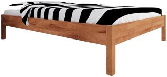 Bett Bento 1 aus Kernbuche massiv 180x200 cm ohne Kopfteil mit Holzbeinen