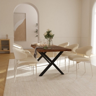 Liadomo Baumkantentisch Diala, Akazie Massivholz, Platte mit natürlicher Baumkante, Metallgestell