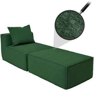 Chaiselongue/Zubehör für Sofa HWC-O54, Sessel Ottomane Recamiere, Stoff/Textil (300g/m²) 63x75x194cm ~ grün