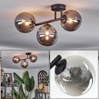 hofstein Deckenleuchte Deckenlampe aus Metall/Glas in Schwarz/Rauchfarben, ohne Leuchtmittel, Deckenleuchte im Retro/Vintage-Design (Schirme Ø 15 cm), 3 x G9