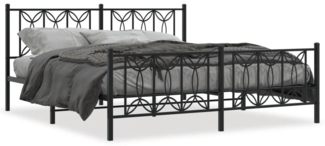 vidaXL Metallbett ohne Matratze mit Fußteil Schwarz 180x200 cm 376150