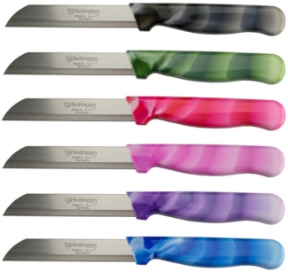 Visaggio Obstmesser Solingen Allzweckmesser Schälmesser Gemüsemesser Küchenmesser, Wellenschliff Solingen Messer, Marmor Optik, Edelstahl (rostfrei)