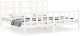 vidaXL Massivholzbett mit Kopfteil Weiß 180x200 cm 3192247