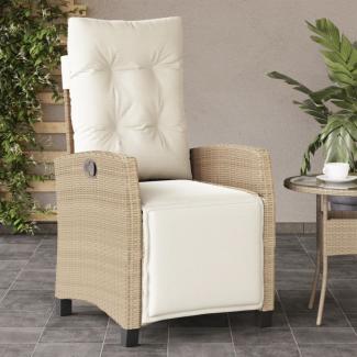 vidaXL Gartensessel mit Fußteil Verstellbar Beige Poly Rattan 365236