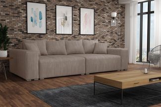 Big Sofa Couchgarnitur REGGIO Megasofa mit Schlaffunktion Stoff Poso Milchkaffee