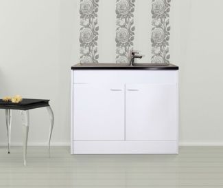 Respekta Komplettspüle Drehtür 100x50cm weiß Spülschrank Spültisch Küchenspüle