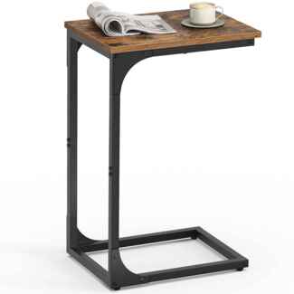 VASAGLE Beistelltisch 2er Set, Sofatisch, C-Form, Kaffeetisch, 30 x 40 x 62 cm, Wohnzimmertisch mit Metallgestell, für Kaffee und Laptop, industriell, vintagebraun-schwarz
