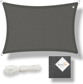 hanSe Sonnensegel Schattensegel Schattenspender UV-Schutz Rechteck 3x4m Graphit