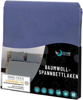 Dreamzie - Spannbettlaken 120x200 cm - Baumwolle Oeko Tex Zertifiziert - Dunkelblau - 100% Jersey Spannbetttuch 120x200