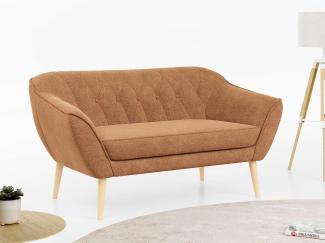 Sofa, Skandinavischer Stil, Holzbeine - PIRS - 2 Sitzer - Orange - Stoff