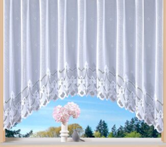 Weckbrodt Gardine Weimar (1 St), Kräuselband, halbtransparent, Jacquard, Jacquard, C-Bogen, floral, Halbtransparent, Sockel, Bordüre, Store