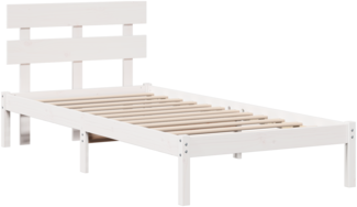 vidaXL Bettgestell mit Kopfteil Weiß 80x200 cm Massivholz Kiefer 872135
