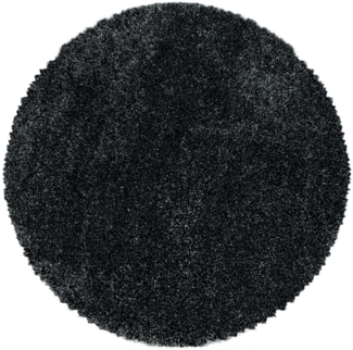 Hochflor Teppich Francesca rund - 160 cm Durchmesser - Anthrazit
