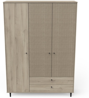 Calicosy Kleiderschrank 3 Drehtüren und 2 Schubladen - SAIGON - Helles Holz