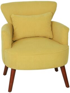 HOMCOM Sessel mit abgerundeten Armlehnen, Rückenlehne (Loungesessel, 1-St, Gepolstert Relaxsessel), mit Kordoptik, Holzbeinen, für Wohnzimmer, Schlafzimmer, Gelb