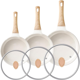 Antihaftbeschichtung Bratpfannen Set mit Deckeln Induktion hitzebeständigen