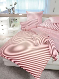 Hochwertige Janine Mako-Satin BETTWÄSCHE MODERN CLASSIC 3912 in verschiedenen Größen und Farben 155x220 / 80x80 cm dunkelrot 01