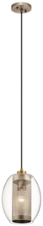 Kichler KL-ASHER-MP-AP Hängeleuchte Asher E27 60W Stahl, Glas; antik Zinn L:21. 6cm B:21. 6cm Ø21. 6cm dimmbar höhenverstellbar