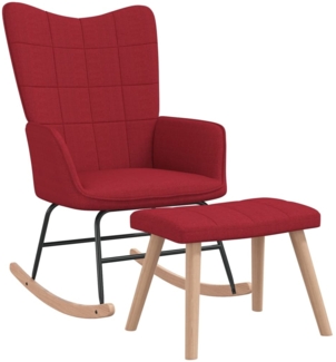 Schaukelstuhl mit Hocker Stoff Weinrot [328026]