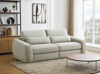 Vente-unique - Sofa 3-Sitzer - Stoff - Hellgrau - GUSANA