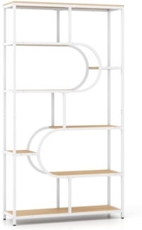 5-stöckiges Bücherregal mit Offenen Regalen Standregal Display Regal Natur & Weiß