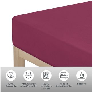 OTTO home Spannbettlaken PHYSALIS Comfort, Jersey, Gummizug: rundum, (2 Stück), Baumwolle 150 g/m², Matratzen bis 20 cm Höhe, Bettlaken, Spannbetttuch