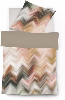 Fleuresse Mako-Satin Bettwäsche 240x220 Zickzack Wende puder rost creme 114384-7