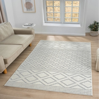 Vimoda Teppich Teppich Wohnzimmer Waschbar Barbaren Design Hochtief, in-/Outdoor, Rechteckig, Höhe: 10 mm, Rückenmaterial Baumwolle, Weich & robust modern Design Raute