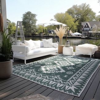 ELLE DECORATION 'Dynamic' Teppich, rechteckig, Höhe: 5 mm, Flachgewebe, In-& Outdoor, wendbar, Grün, 160 x 230 cm (Rechteckig)