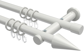 Gardinenstangen-Set Platon Savio 420 cm (geteilt in 3x140 cm), 2-läufig, 20 mm Ø Weiß