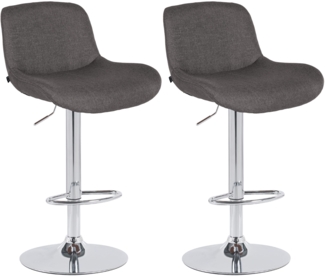 CLP 2er Set Barhocker Solon Chrom höhenverstellbar und drehbar mit Rückenlehne,dunkelgrau Stoff
