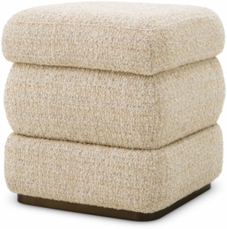 Casa Padrino Luxus Hocker Beige / Bronze H. 52 cm - Luxus Hotel Möbel