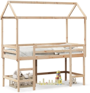 vidaXL Hochbett mit Leiter und Dach 90x190 cm Massivholz Kiefer 3282154