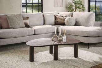 KAWOLA Couchtisch INKA Teakholz braun nierenförmig 36 x 68 x 110 cm